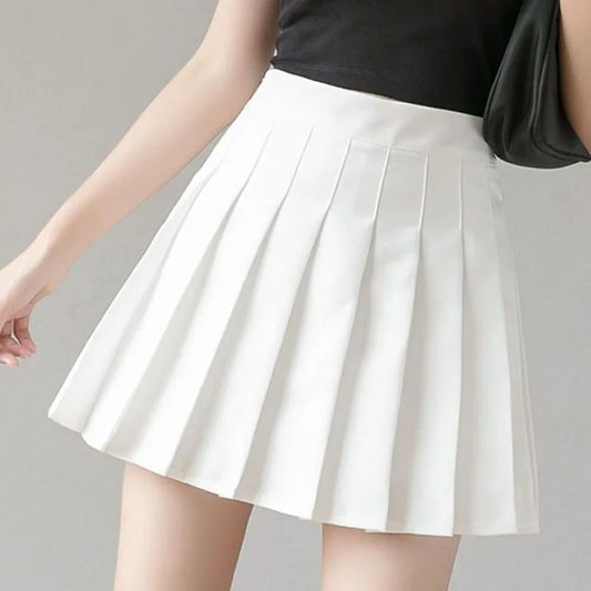 Zoki Women Jk Sexy Pleated Skirt Fashion High Waist White Mini Skirt Elegant Preppy Style Female A-Line Dance Skirt Summer New